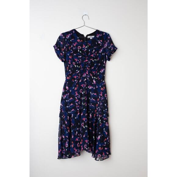 Jason Wu x RTR Navy Floral Ruched Dress - Size 4 - Picture 2 of 7